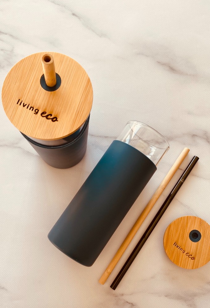 Navy Blue Glass Tumbler